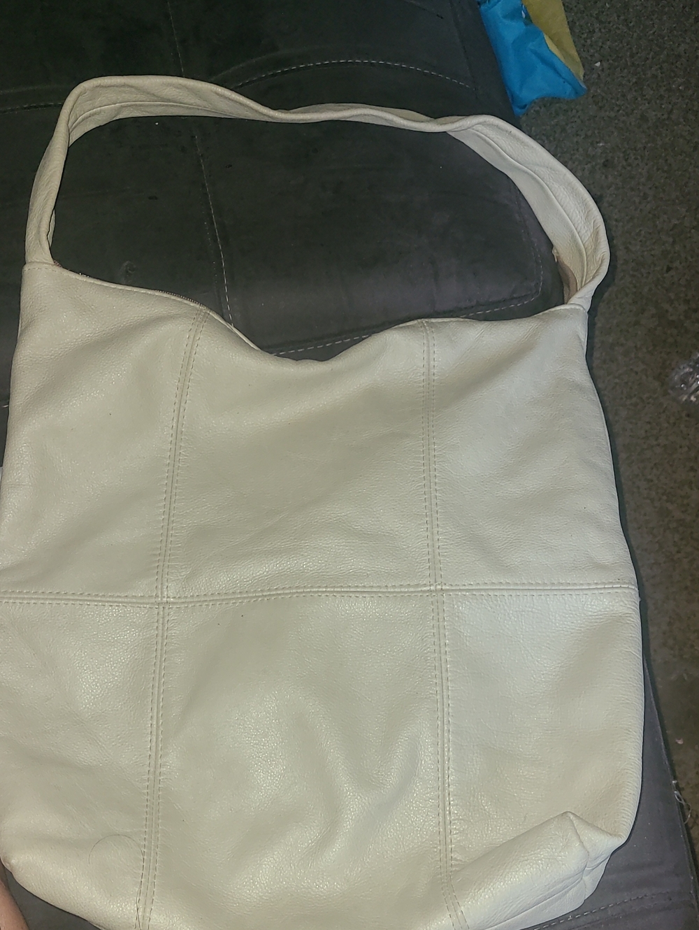 Classic Cream Hobo Shoulder Bag Italian Leather